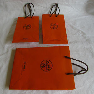 HERMES orange bags one larger and two smaller